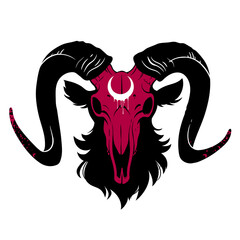 goat red skull with black horns