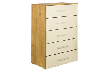 Light wooden dresser furniture in isolation