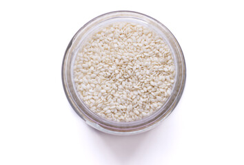 Background of sesame seeds close up
