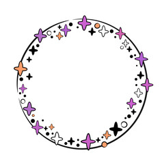 round festive frame with stars