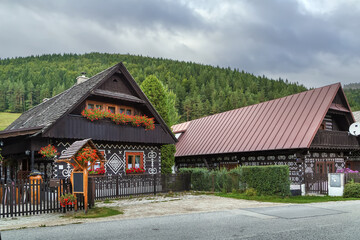 Fototapeta na wymiar Folk architecture in Cicmany, Slovakia