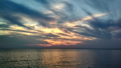 fiery sunset on the ocean