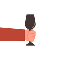 Glass in hand, vector illustration on white background
