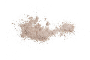 Fototapeta na wymiar Beige cosmetic or make up powder isolated on white.