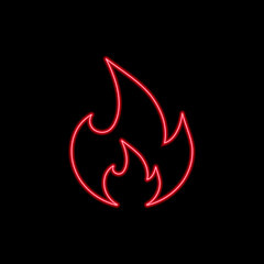 Neon Fire Flat Symbol Icon. Design Element