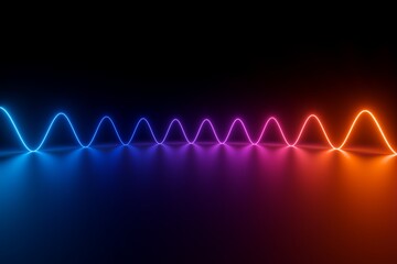3d render, abstract background with wavy line. Glowing blue pink red gradient, neon light in ultraviolet spectrum