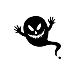 Flying ghostly spirit. Happy Halloween. Scary ghosts. Cute cartoon spooky character. Flat design. Vector illustration