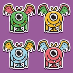 Fototapeta premium cartoon doodle monster sticker set design