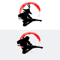 Set of ninja silhouette illustration