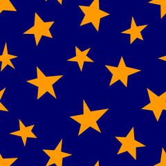 Stars seamless pattern on a blue background. Vector illustration