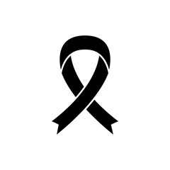 Mourning ribbon, Black awareness ribbon isolated on white background