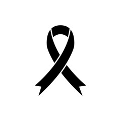 Mourning ribbon, Black awareness ribbon isolated on white background