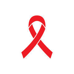 Red ribbon, breast cancer awareness flat vector icon for apps and websites