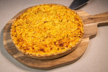 Vegetarian quiche recipe with winter vegetables, carrot, celery, potato