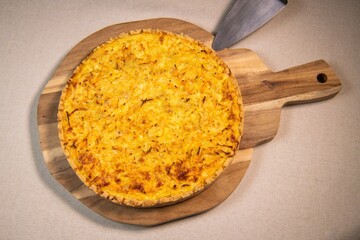 Vegetarian quiche recipe with winter vegetables, carrot, celery, potato