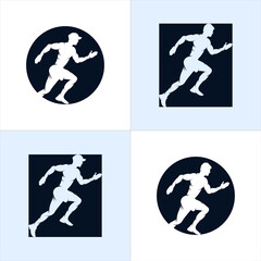 Set of sprint running athletics marathon logo design template