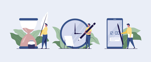 Work time concept. Time management concept, flat tiny persons vector illustration