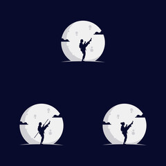 Set of Karate girls silhouettes design