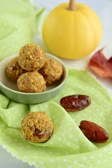 Pumpkin pecan date chia oat energy balls