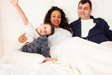 happy smiling family together at home, lifestyle people concept