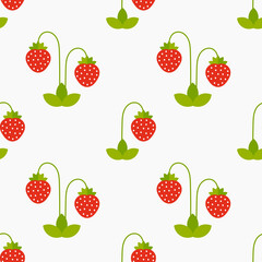 Strawberry plants seamless pattern.