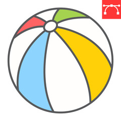 Beach ball color line icon, toy and tourism, beachball vector icon, vector graphics, editable stroke filled outline sign, eps 10