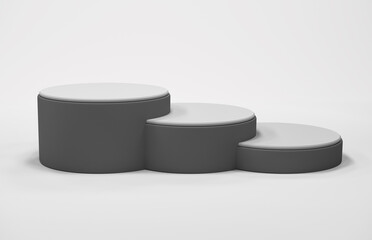 3d rendering black cylinder podium