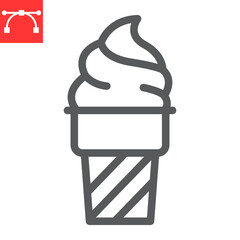 Ice cream line icon, dessert and sweet, ice cream cone vector icon, vector graphics, editable stroke outline sign, eps 10