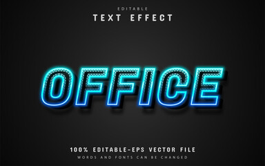 Office text, blue neon text effect