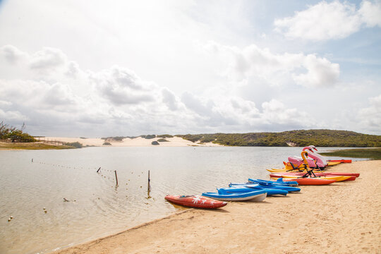 Natal, Rio Grande do Norte, Brazil - March 12 2021: Lagoa de Pitangui bar and restaurant in Rio Grande do Norte