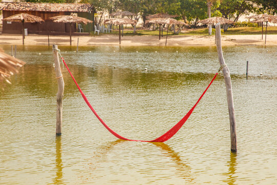 Natal, Rio Grande do Norte, Brazil - March 12 2021: Lagoa de Pitangui bar and restaurant in Rio Grande do Norte
