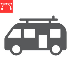 Surfer van glyph icon, vehicle and beach, summer van vector icon, vector graphics, editable stroke solid sign, eps 10