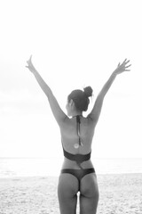 Obraz premium Young beautiful Asian tourist woman enjoying vacation