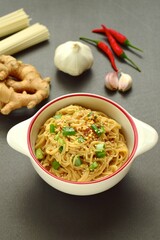 Somen noodle with spicy garlic ginger sesame soy sauce