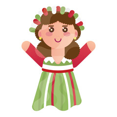 Mexican woman cartoon with a traditional dress - Vector