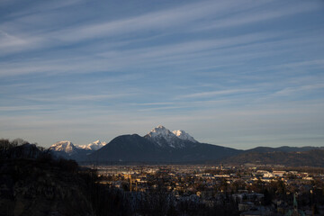 sunset valley in the mountains