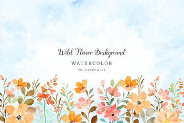 Wild flower background with watercolor