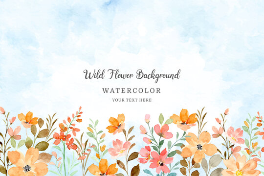 Wild Flower Background With Watercolor