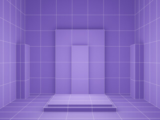 3D rendering. Purple geometric grid product stand mockup.