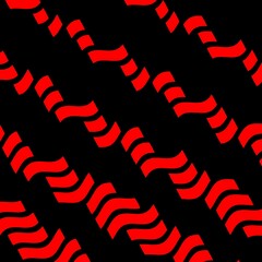 Fototapeta na wymiar 3d illustration of many diagonal stripe shapes in very bright neon dark red colour on a black background