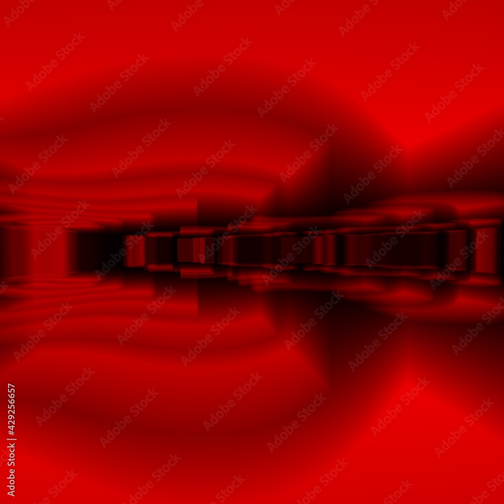 Aufkleber 3d view of many diagonal stripe shapes in very bright neon dark red colour on a black background thr