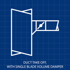 Symbol of Duct Tack Off with Single Blade Volume Damper  Vector illustration Symbol of Mechanical System