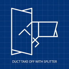 Symbol of Duct Tack Off with Splitter  Vector illustration Symbol of Mechanical System