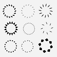 set of circle made from repeated various shape simple flat vector design
