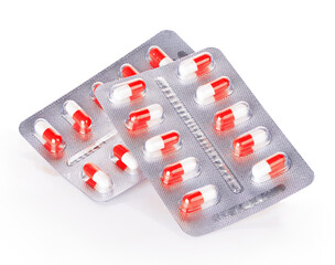 Medical capsules isolated on white background. Health concept.