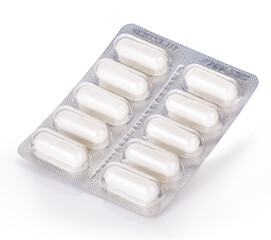 Medical capsules isolated on white background. Health concept.