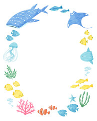 colorful illustration of sea creatures