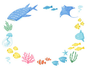 colorful illustration of sea creatures