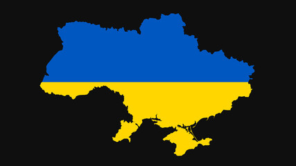 Ukraine shape in black background. 4K