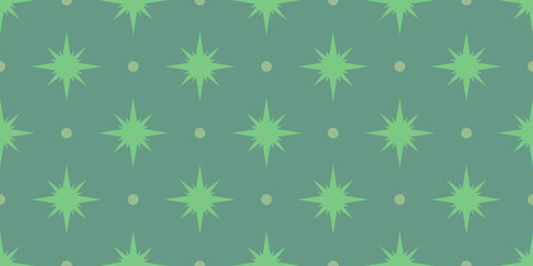 Vintage seamless pattern with stars. Olive color background. Khaki-coloured template for fabric or wrapping. Textile design. Stylish background for cards. Seamless pastel pattern. Retro ornament.